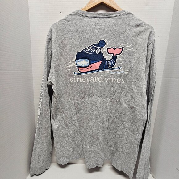 Vineyard Vines Tops - Vineyard Vines Long Sleeve Gray T Tee Shirt Whale Snowboarding Water Ski Blue M